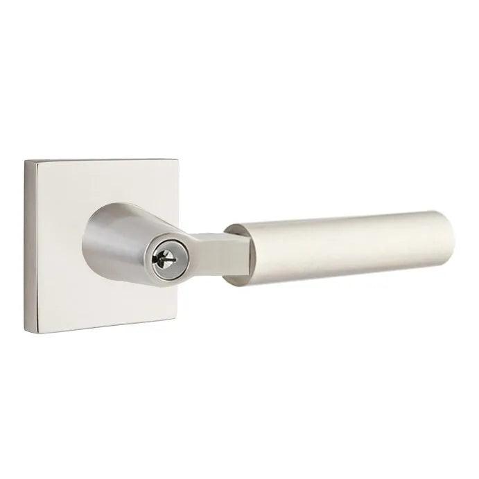 Emtek Select L-Square Smooth Key in Lever with Square Rosette Satin Nickel