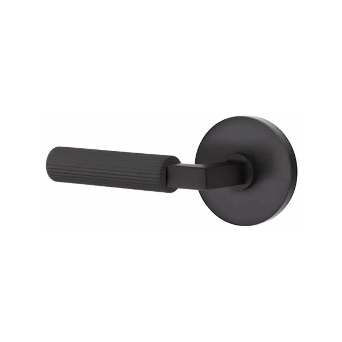 Emtek Select L-Square Straight Knurled Lever with Disk Rosette Flat Black
