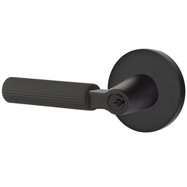 Emtek Select L-Square Straight Knurled Lever with Disk Rosette Flat Black