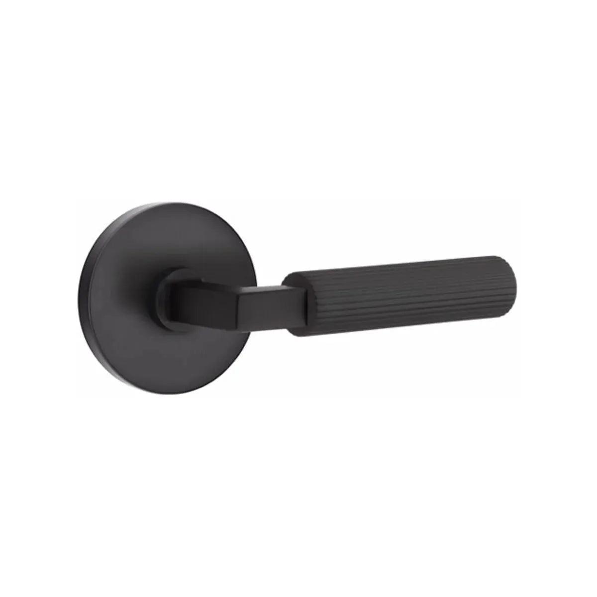 Emtek Select L-Square Straight Knurled Lever with Disk Rosette Flat Black
