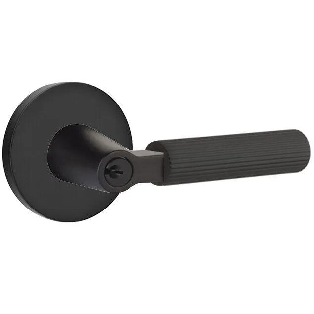 Emtek Select L-Square Straight Knurled Lever with Disk Rosette Flat Black
