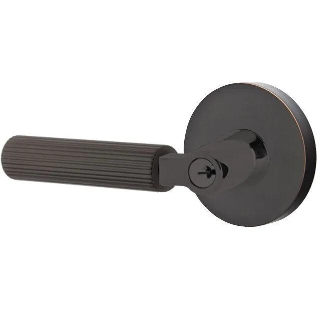 Emtek Select L-Square Straight Knurled Lever with Disk Rosette Oil Rubbed Bronze