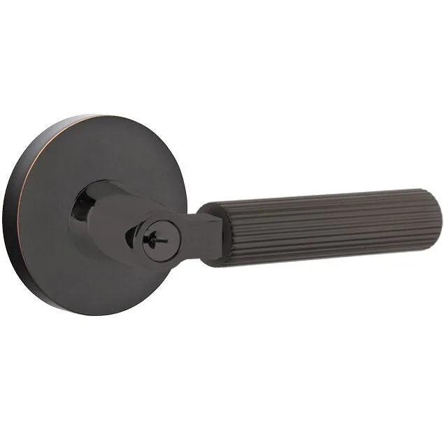 Emtek Select L-Square Straight Knurled Lever with Disk Rosette Oil Rubbed Bronze