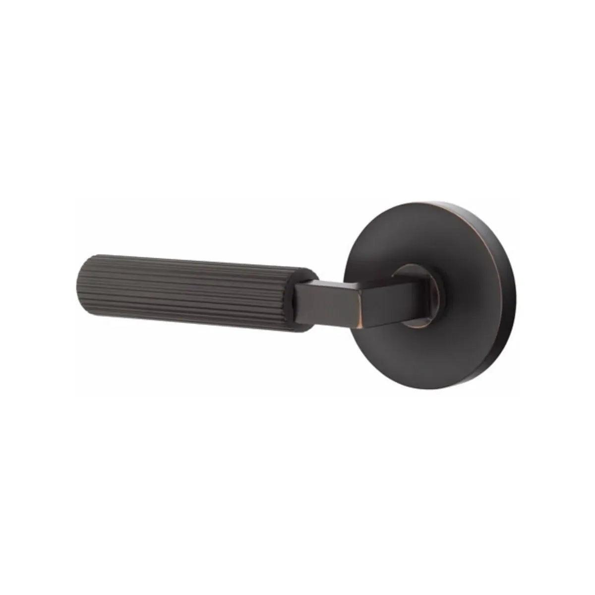 Emtek Select L-Square Straight Knurled Lever with Disk Rosette Oil Rubbed Bronze