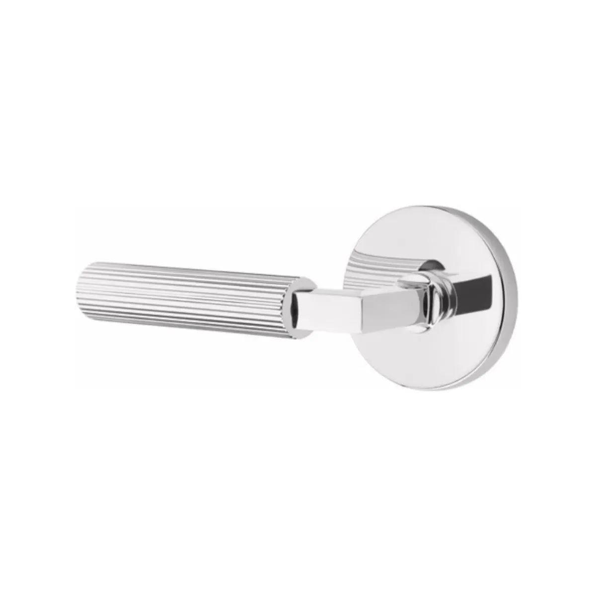 Emtek Select L-Square Straight Knurled Lever with Disk Rosette Polished Chrome