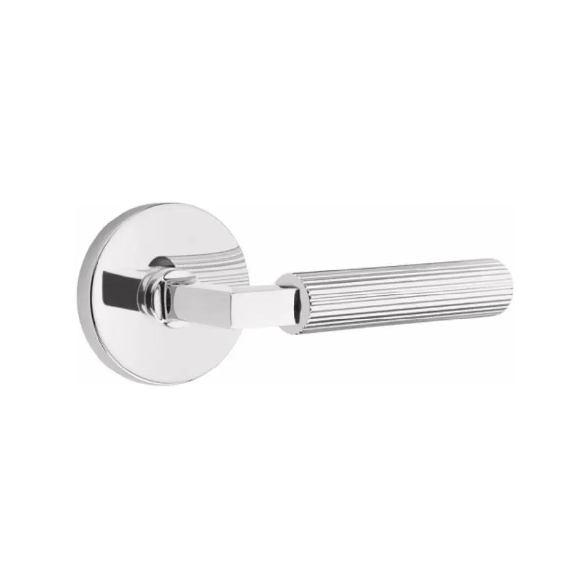 Emtek Select L-Square Straight Knurled Lever with Disk Rosette Polished Chrome