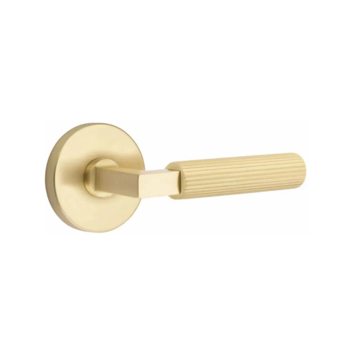 Emtek Select L-Square Straight Knurled Lever with Disk Rosette Satin Brass