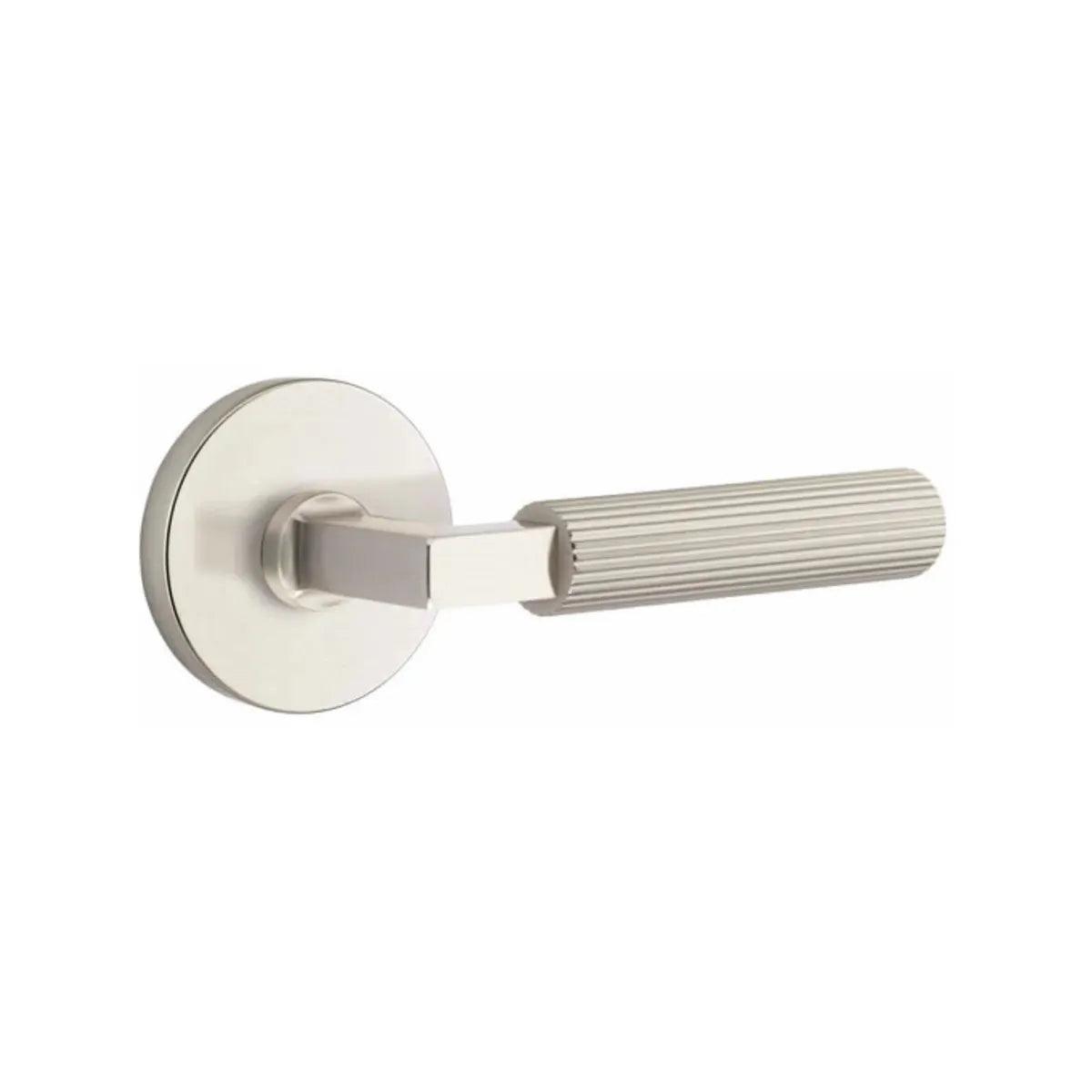 Emtek Select L-Square Straight Knurled Lever with Disk Rosette Satin Nickel
