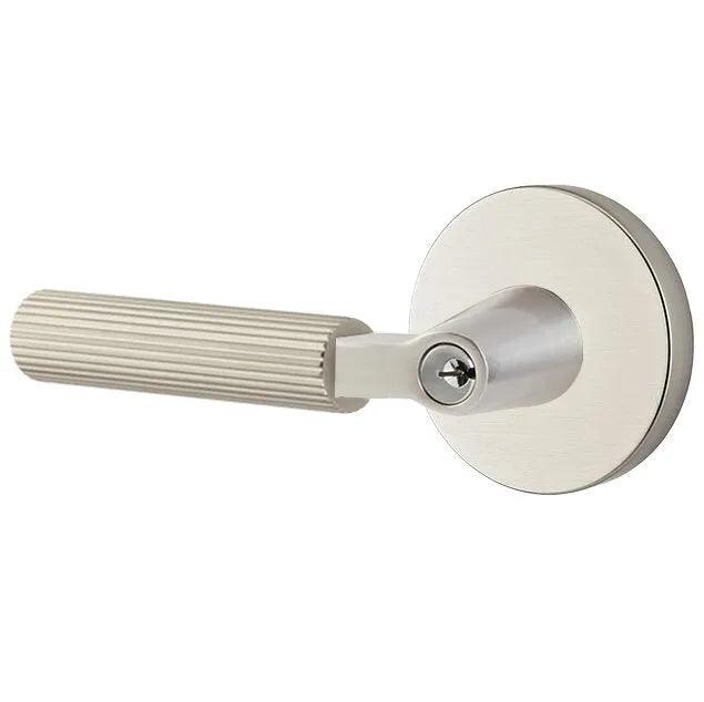Emtek Select L-Square Straight Knurled Lever with Disk Rosette Satin Nickel