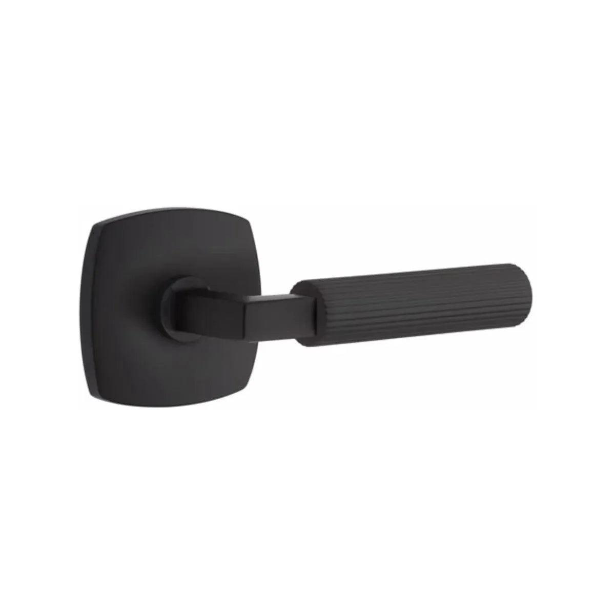 Emtek Select L-Square Straight Knurled Lever with Urban Modern Rosette Flat Black