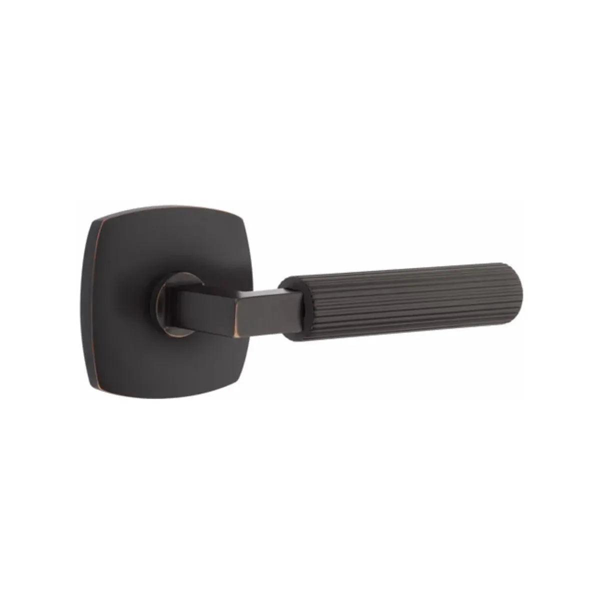 Emtek Select L-Square Straight Knurled Lever with Urban Modern Rosette Oil Rubbed Bronze