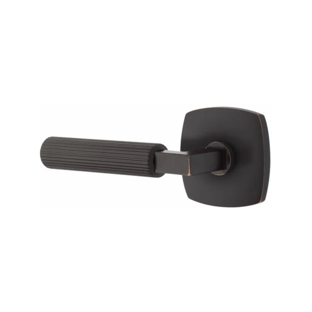 Emtek Select L-Square Straight Knurled Lever with Urban Modern Rosette Oil Rubbed Bronze