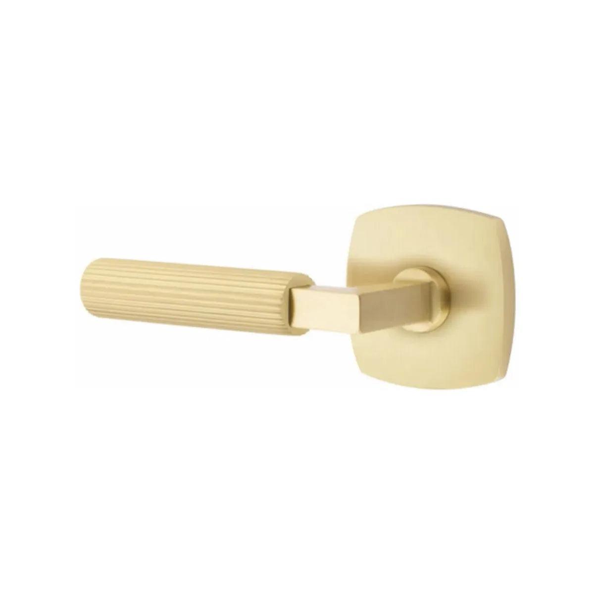 Emtek Select L-Square Straight Knurled Lever with Urban Modern Rosette Satin Brass
