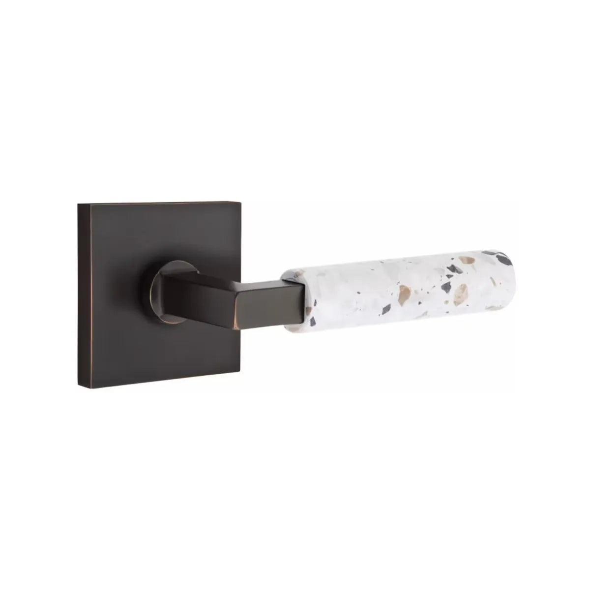 Emtek Select L-Square Terrazzo Lever with Square Rosette Oil Rubbed Bronze