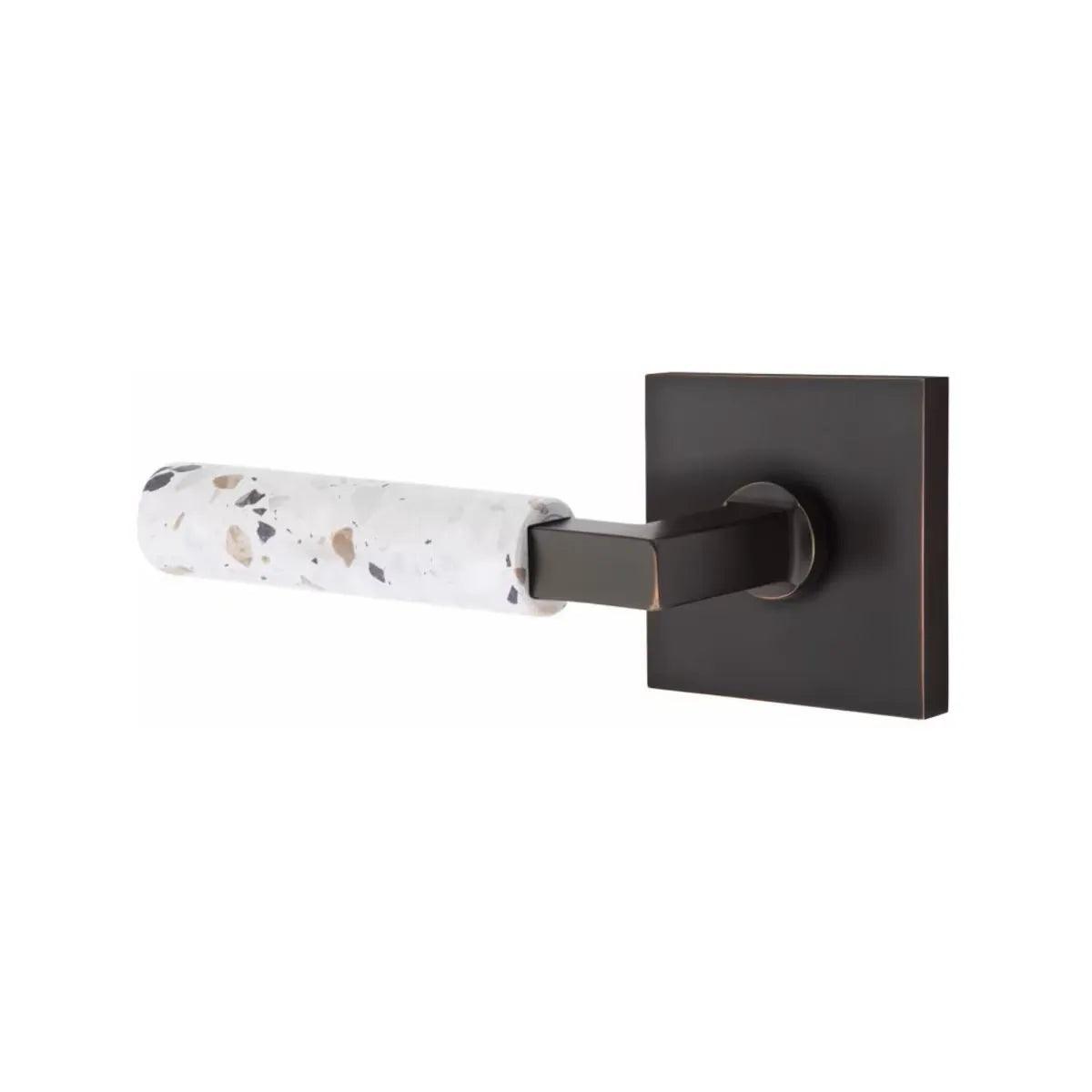 Emtek Select L-Square Terrazzo Lever with Square Rosette Oil Rubbed Bronze