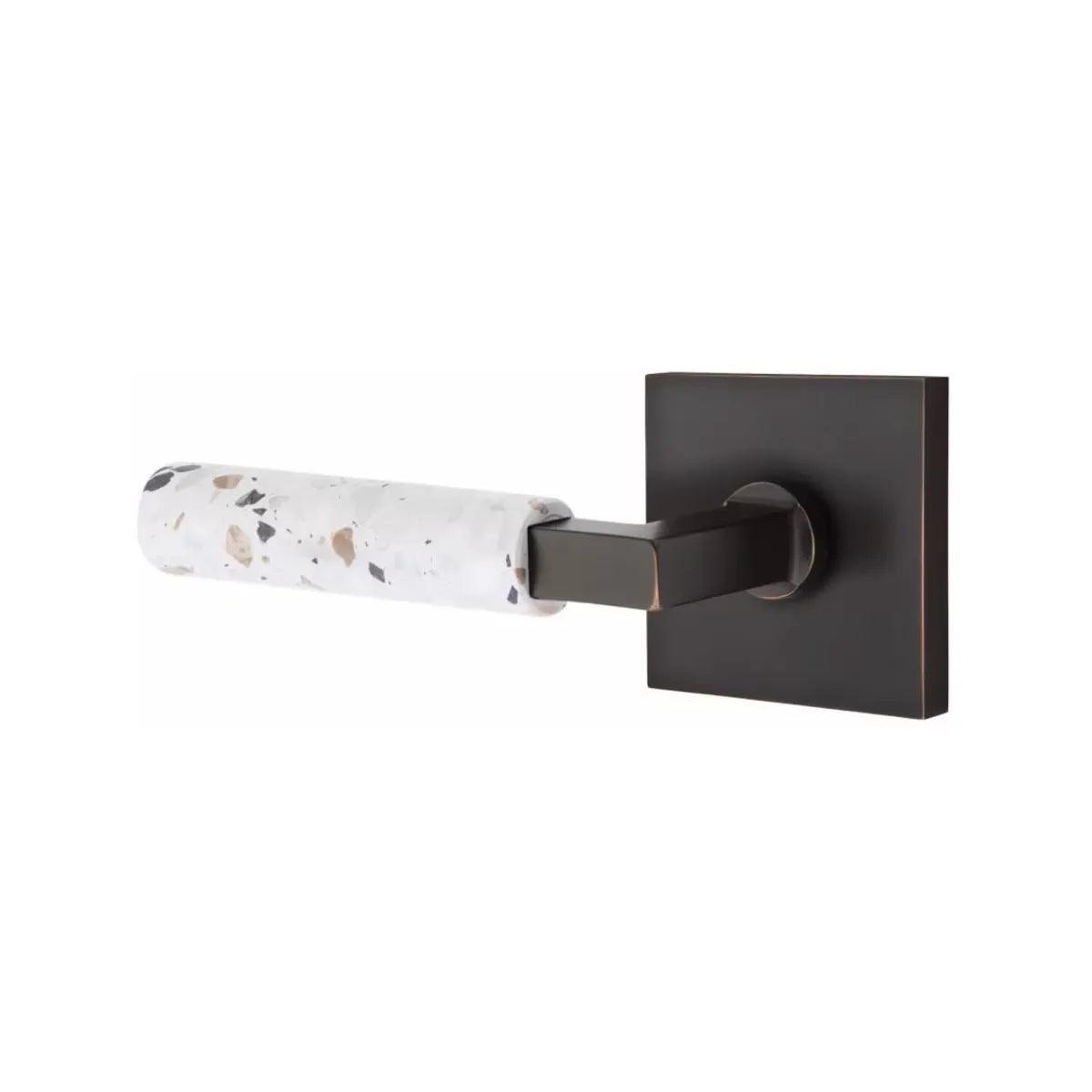 Emtek Select L-Square Terrazzo Lever with Square Rosette Oil Rubbed Bronze