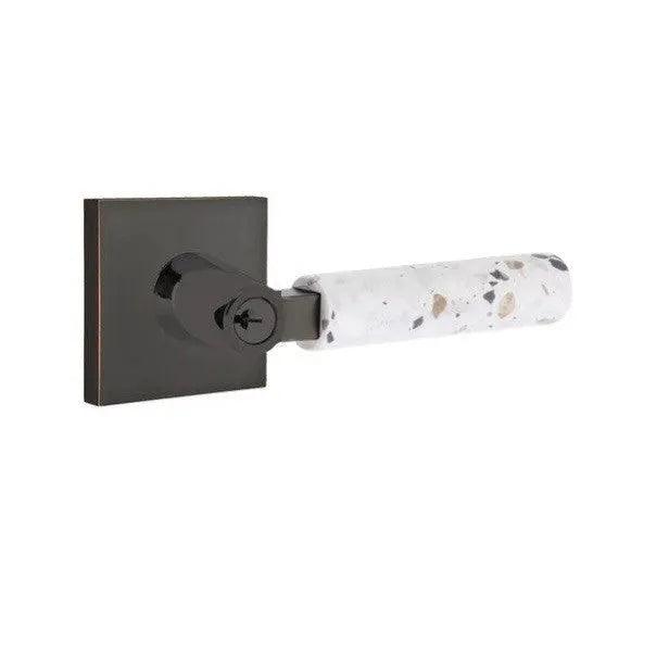 Emtek Select L-Square Terrazzo Lever with Square Rosette Oil Rubbed Bronze