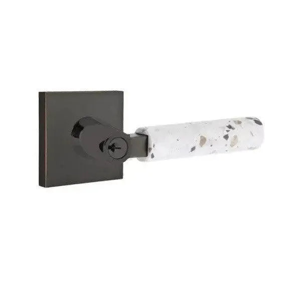 Emtek Select L-Square Terrazzo Lever with Square Rosette in Oil Rubbed Bronze finish