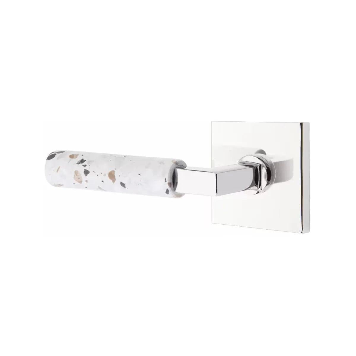 Emtek Select L-Square Terrazzo Lever with Square Rosette Polished Chrome