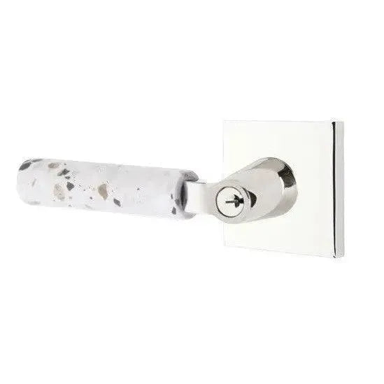 Emtek Select L-Square Terrazzo Lever with Square Rosette in Polished Chrome finish