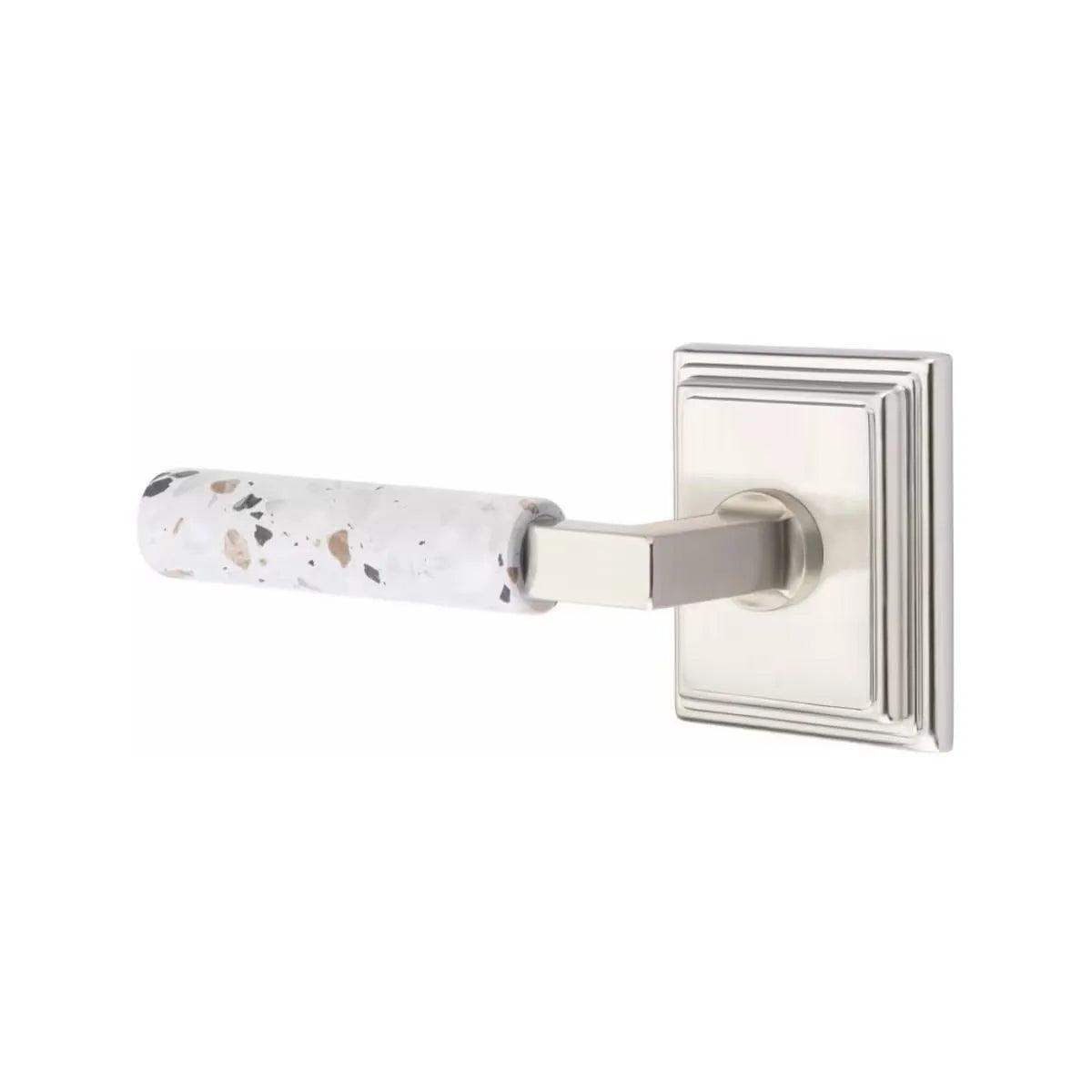 EmtekEmtek Select L-Square Terrazzo Lever with Wilshire Rosette in 