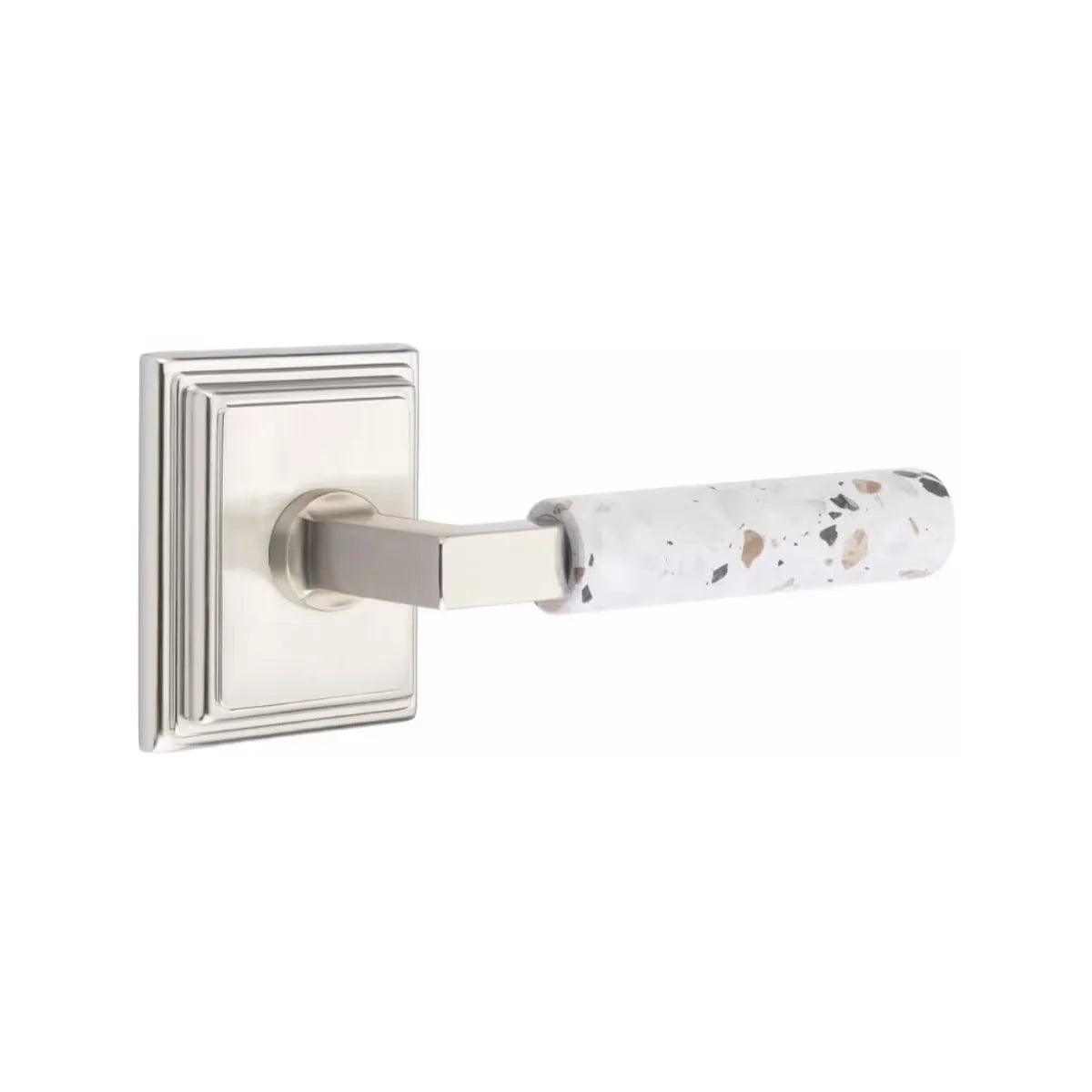 EmtekEmtek Select L-Square Terrazzo Lever with Wilshire Rosette in 