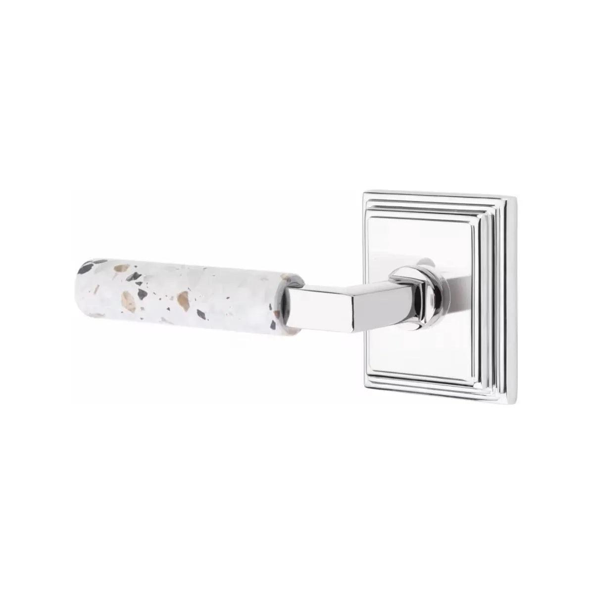 EmtekEmtek Select L-Square Terrazzo Lever with Wilshire Rosette in 