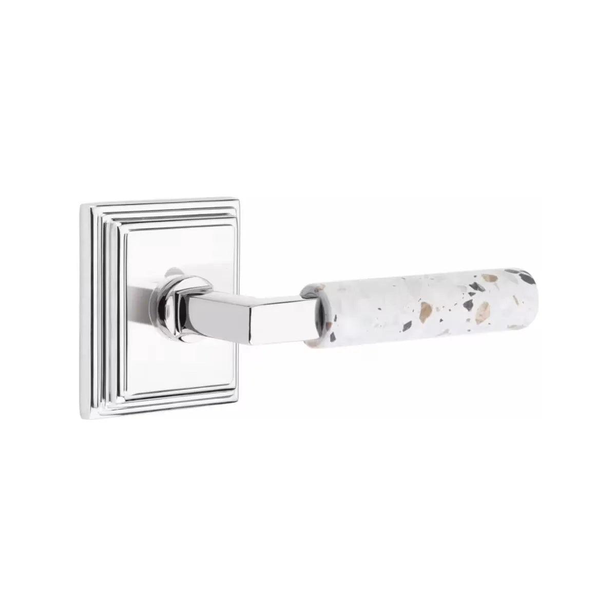 EmtekEmtek Select L-Square Terrazzo Lever with Wilshire Rosette in 