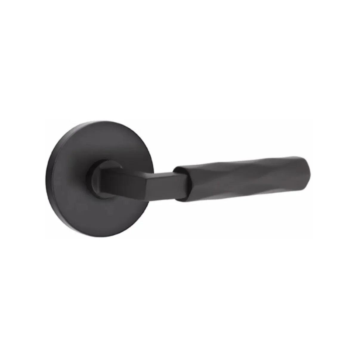 Emtek Select L-Square Tribeca Lever with Disk Rosette in Flat Black finish