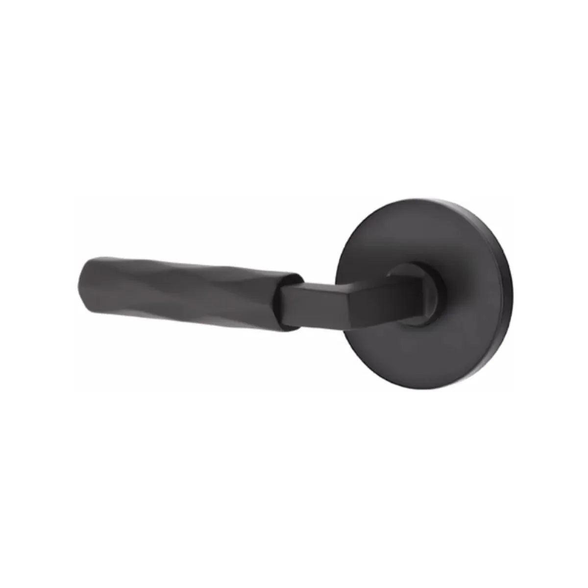 Emtek Select L-Square Tribeca Lever with Disk Rosette in Flat Black finish