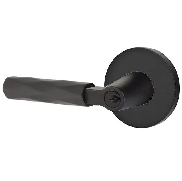 Emtek Select L-Square Tribeca Lever with Disk Rosette in Flat Black finish