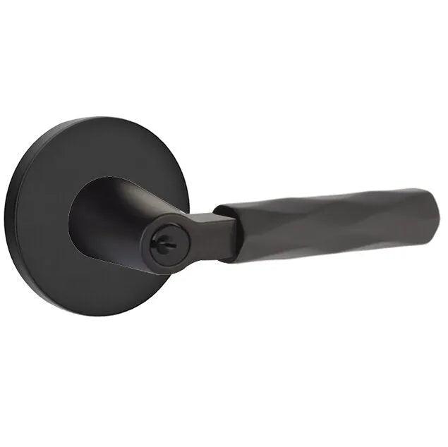 Emtek Select L-Square Tribeca Lever with Disk Rosette in Flat Black finish