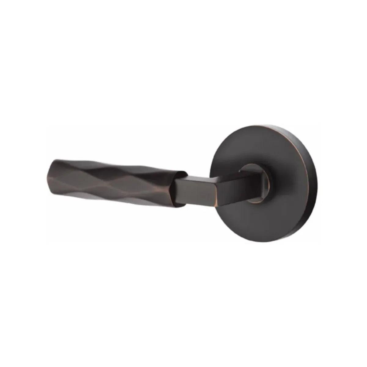 Emtek Select L-Square Tribeca Lever with Disk Rosette in Oil Rubbed Bronze finish