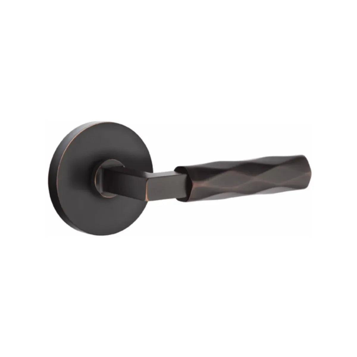 Emtek Select L-Square Tribeca Lever with Disk Rosette in Oil Rubbed Bronze finish