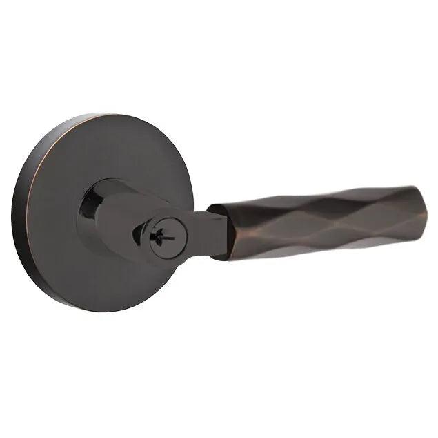 Emtek Select L-Square Tribeca Lever with Disk Rosette in Oil Rubbed Bronze finish