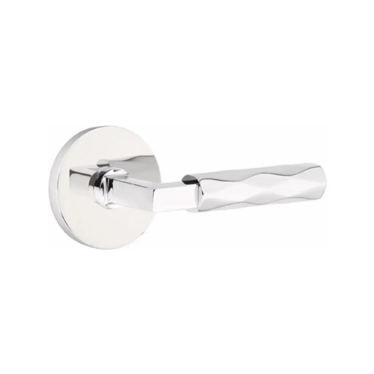 Emtek Select L-Square Tribeca Lever with Disk Rosette in Polished Chrome finish