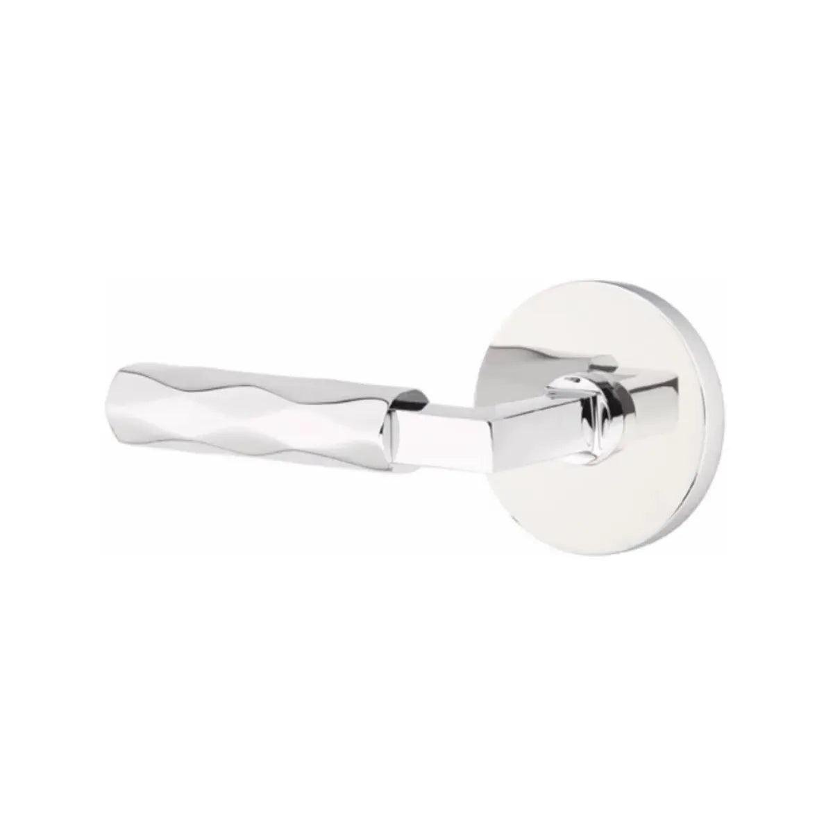 Emtek Select L-Square Tribeca Lever with Disk Rosette in Polished Chrome finish