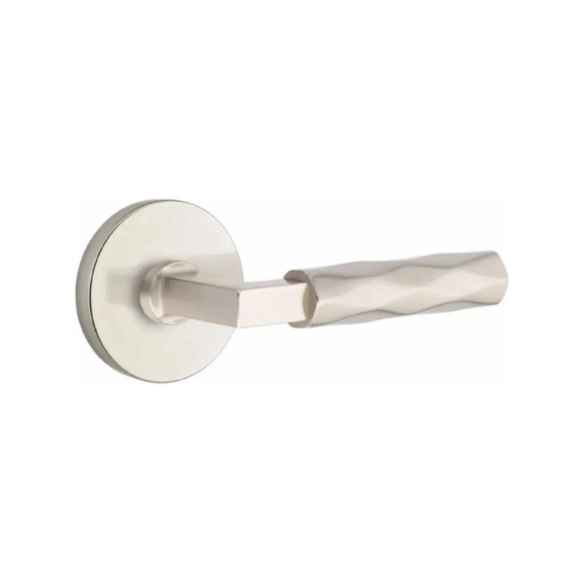 Emtek Select L-Square Tribeca Lever with Disk Rosette in Satin Nickel finish