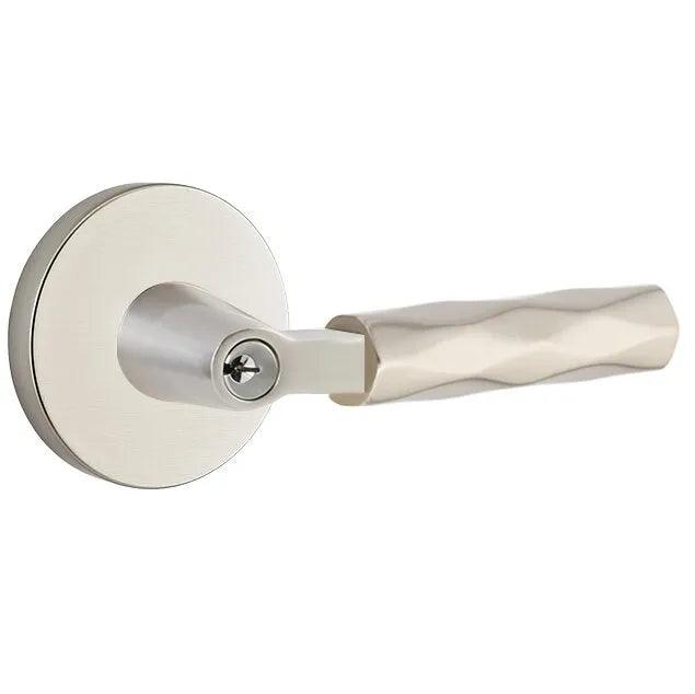 Emtek Select L-Square Tribeca Lever with Disk Rosette in Satin Nickel finish