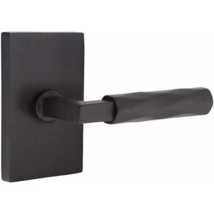 Emtek Select L-Square Tribeca Lever with Modern Rectangular Rosette Flat Black