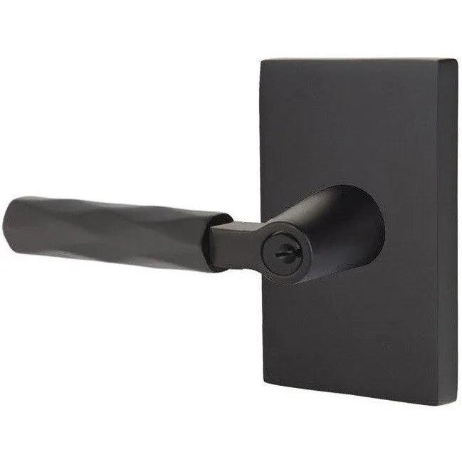 Emtek Select L-Square Tribeca Lever with Modern Rectangular Rosette Flat Black