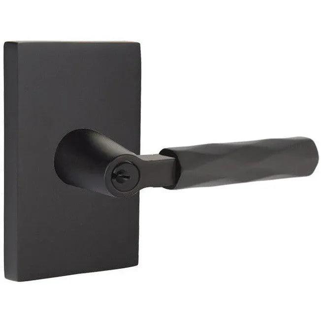 Emtek Select L-Square Tribeca Lever with Modern Rectangular Rosette Flat Black