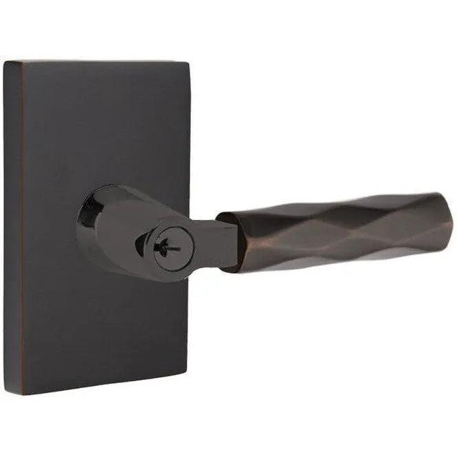 Emtek Select L-Square Tribeca Lever with Modern Rectangular Rosette Oil Rubbed Bronze