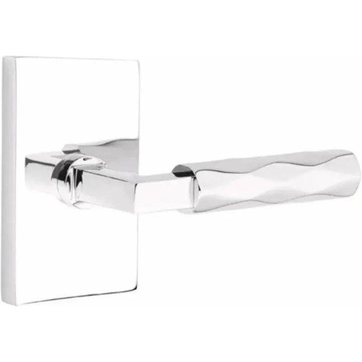 Emtek Select L-Square Tribeca Lever with Modern Rectangular Rosette Polished Chrome