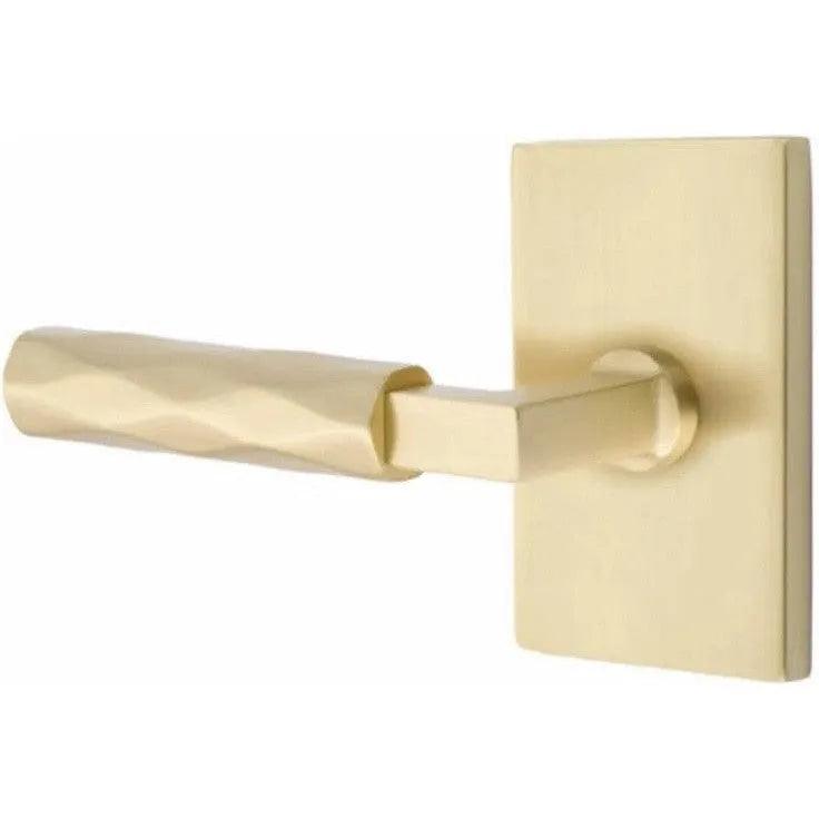 Emtek Select L-Square Tribeca Lever with Modern Rectangular Rosette Satin Brass