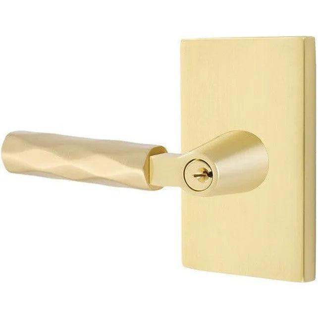Emtek Select L-Square Tribeca Lever with Modern Rectangular Rosette Satin Brass