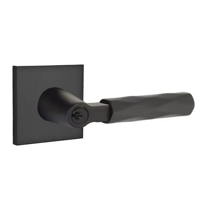 Emtek Select L-Square Tribeca Lever with Square Rosette Flat Black