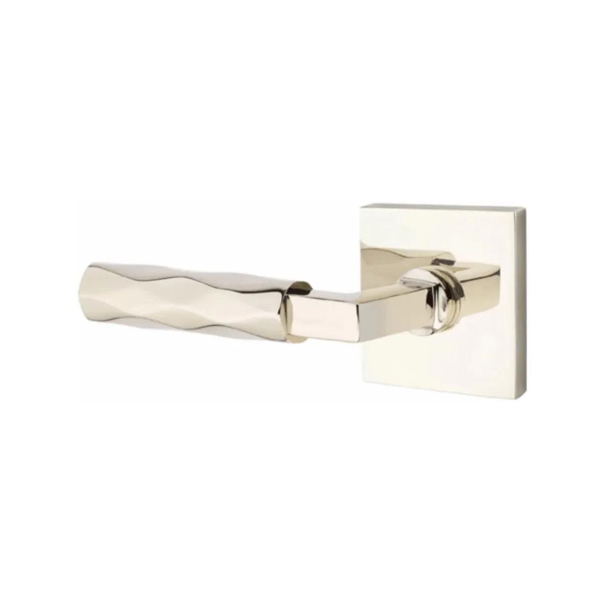 Emtek Select L-Square Tribeca Lever with Square Rosette Lifetime Polished Nickel