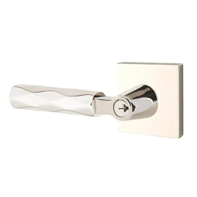 Emtek Select L-Square Tribeca Lever with Square Rosette Lifetime Polished Nickel