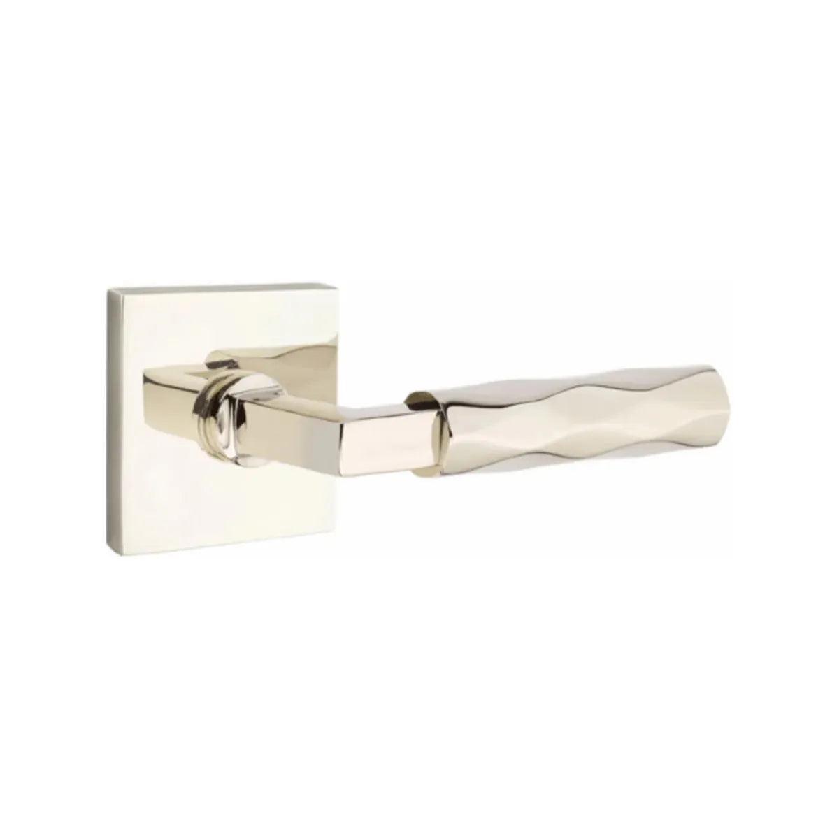 Emtek Select L-Square Tribeca Lever with Square Rosette Lifetime Polished Nickel